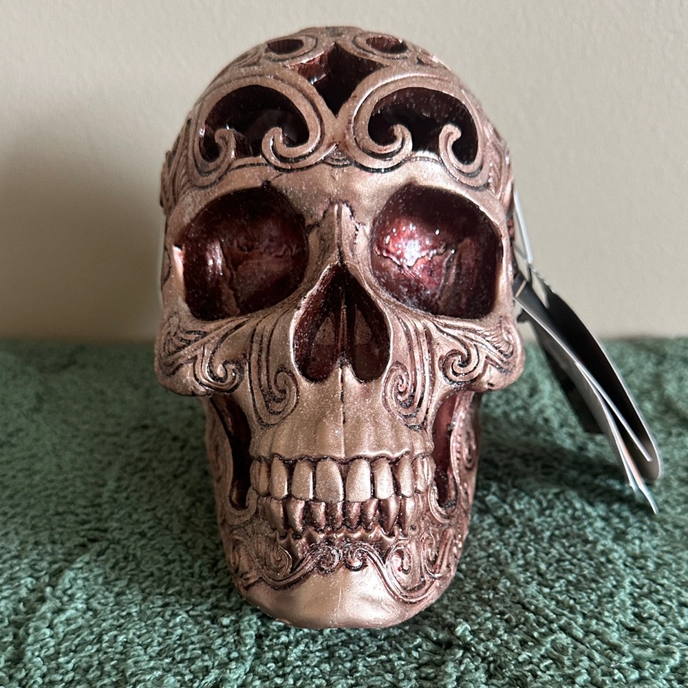 Christian Siriano Rose Gold Tone Halloween Skull 💀 Light Up NEW!